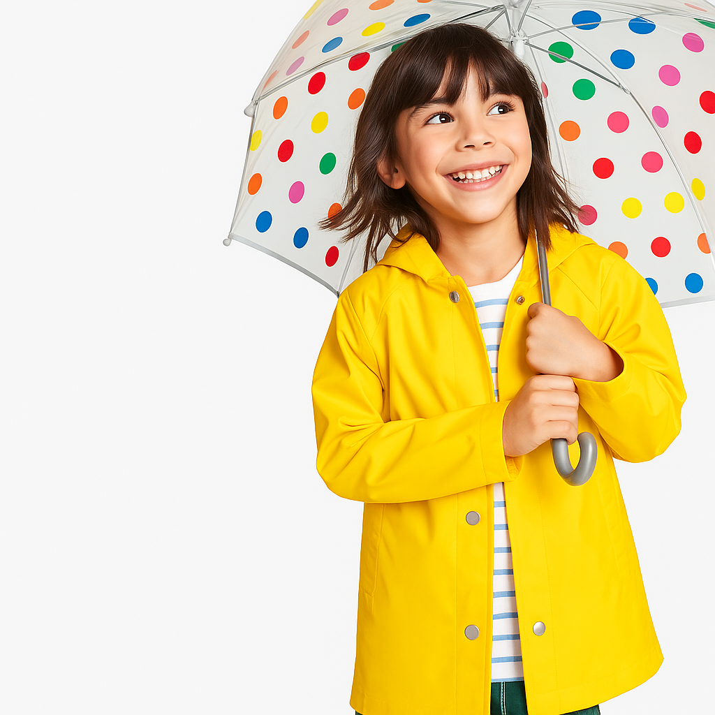 Yellow Kids Raincoat w. Monogram